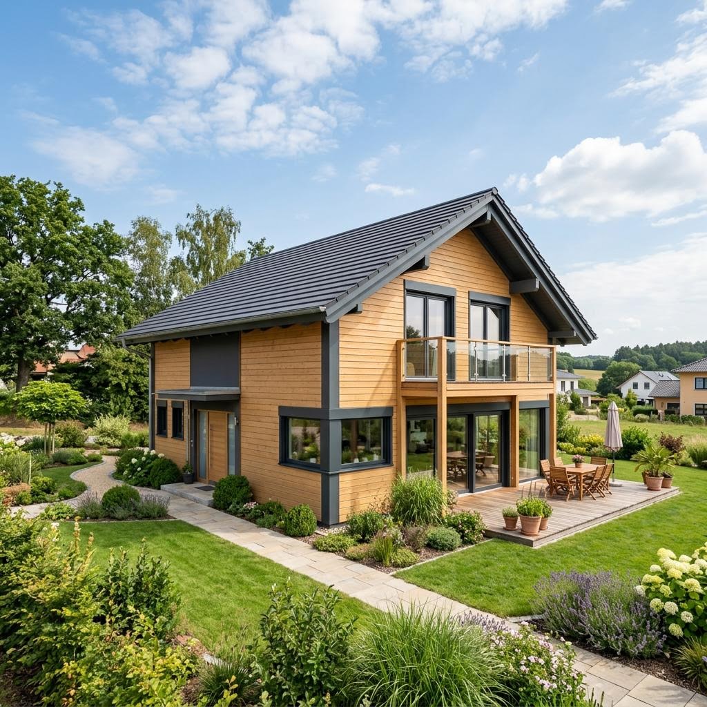Landhaus Kampenwand 120 von Chiemgauer Holzhaus — Vollholzhaus mit Satteldach und 120 m²