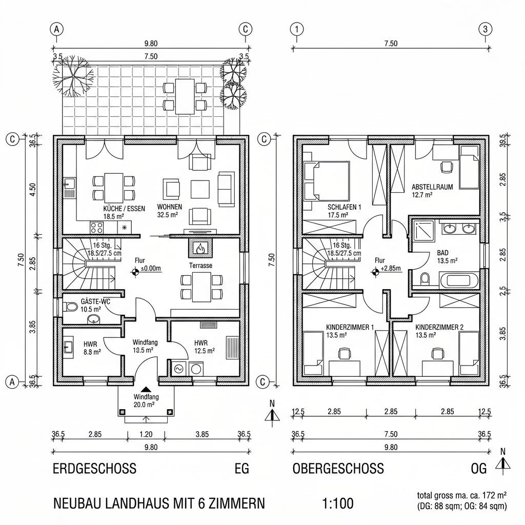Grundriss Landhaus Mansarde 172 von LEHNER HAUS — 172 m², 6 Zimmer