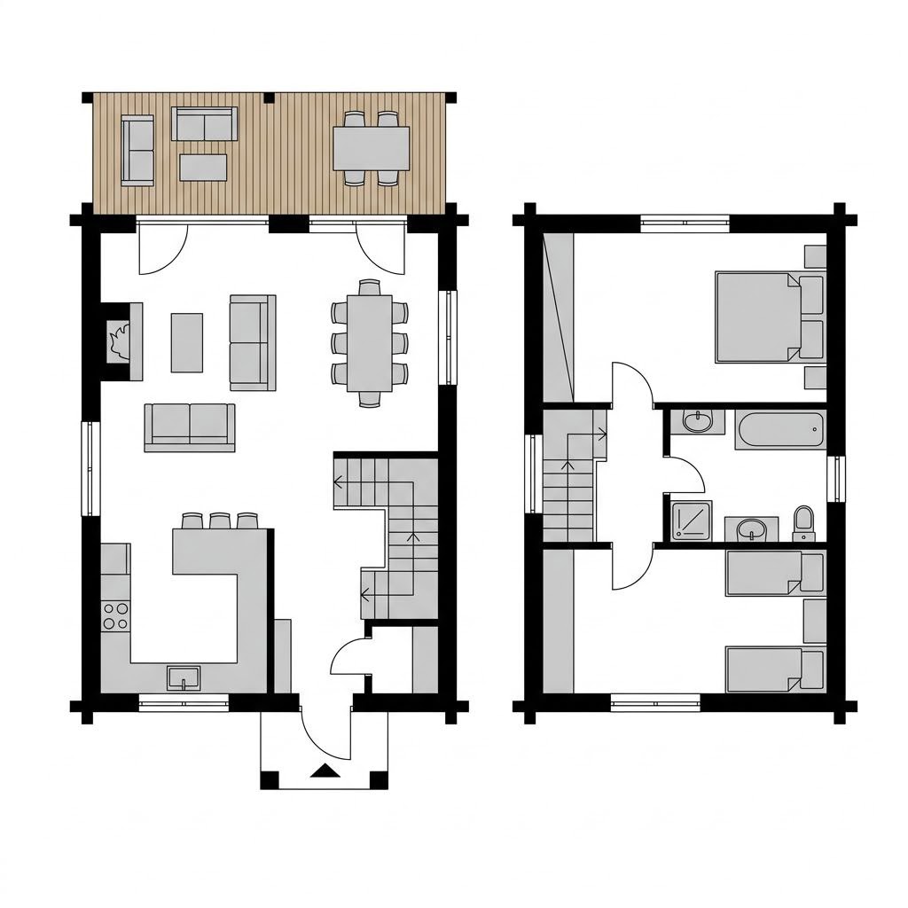 Grundriss Chalet Feldberg – 116 m² Chalet mit 4 Zimmern