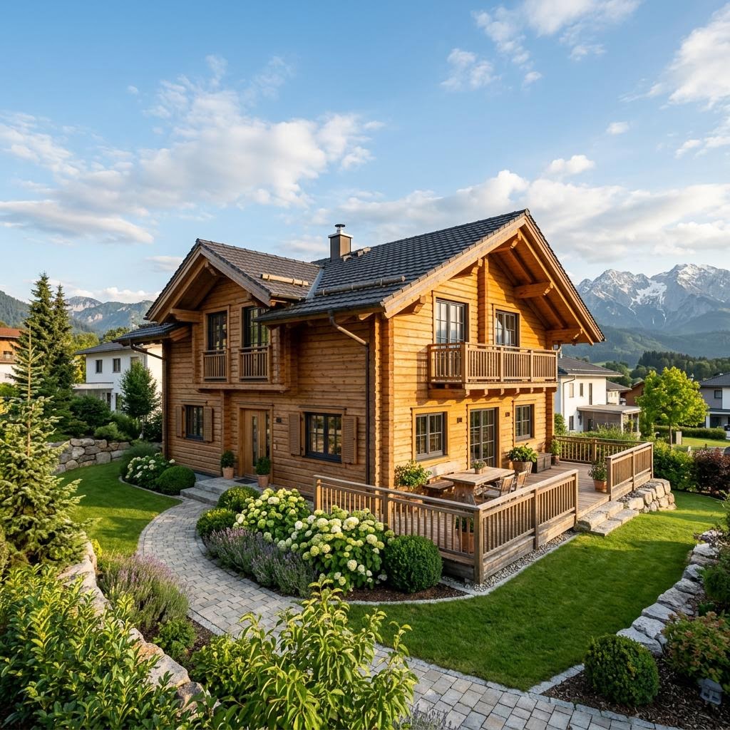 Chalet Chalet Nebelhorn von LéonWood mit Satteldach und Holzfassade