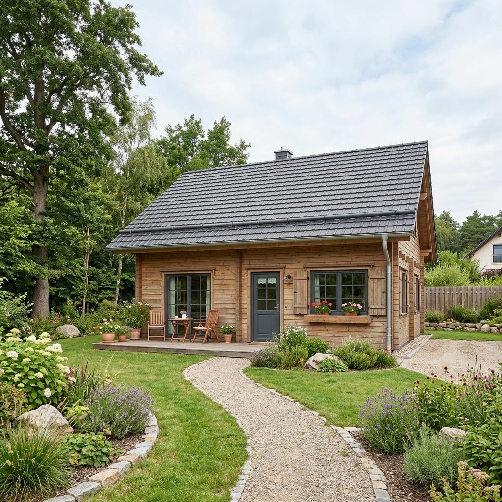 Ferienhaus Jagdhaus 70 von LéonWood als rustikales Blockhaus mit steilem Satteldach
