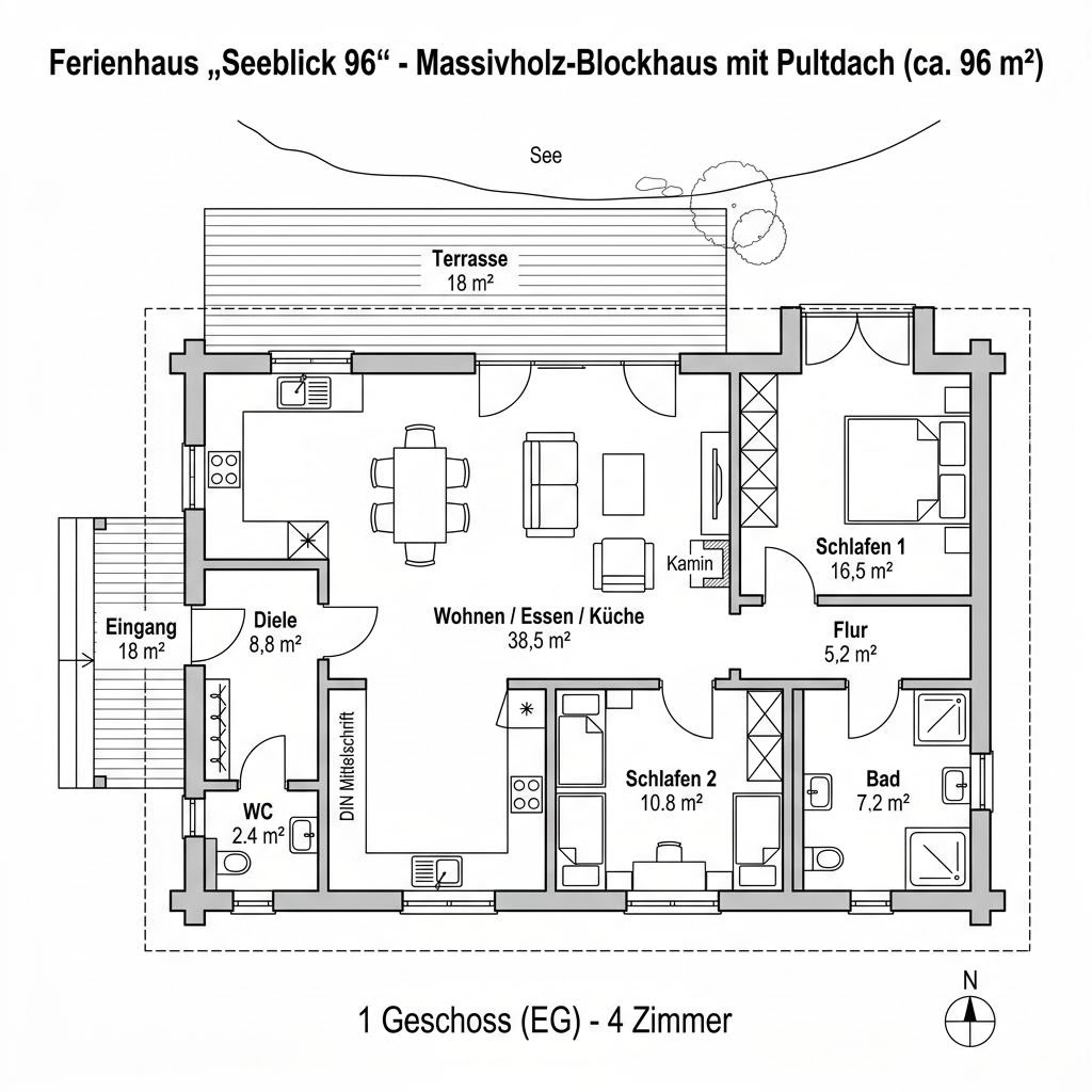 Grundriss Seeblick 96 von LéonWood — 96 m², 4 Zimmer