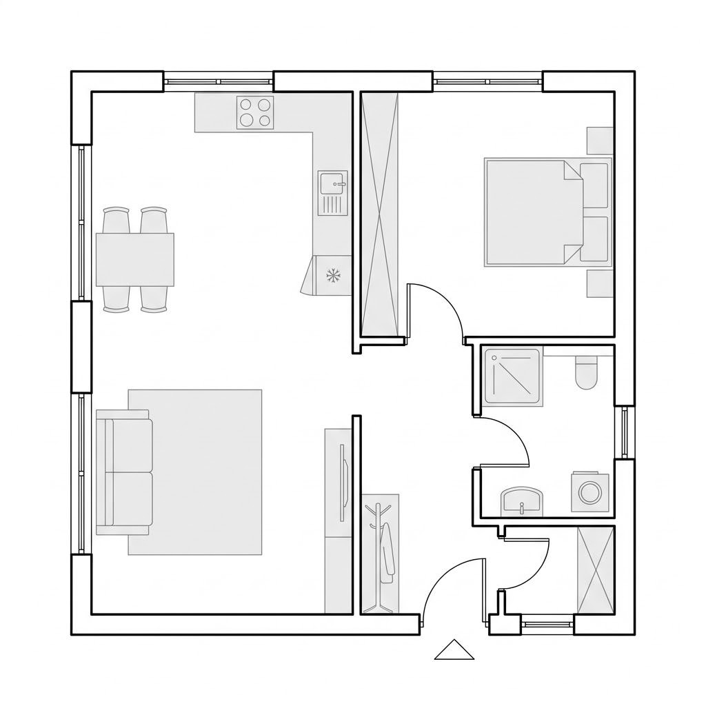 Grundriss Solo 68 – 68 m² Singlehaus mit 2 Zimmern
