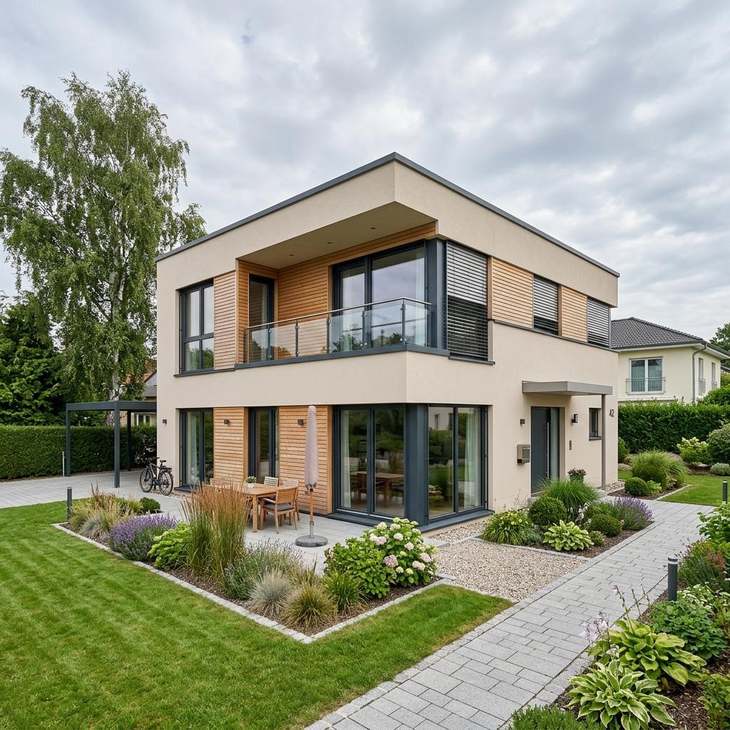 Flachdachhaus Solution Flat 133 V2 von Living Fertighaus mit Flachdach — Holzfertighaus mit 133 m²