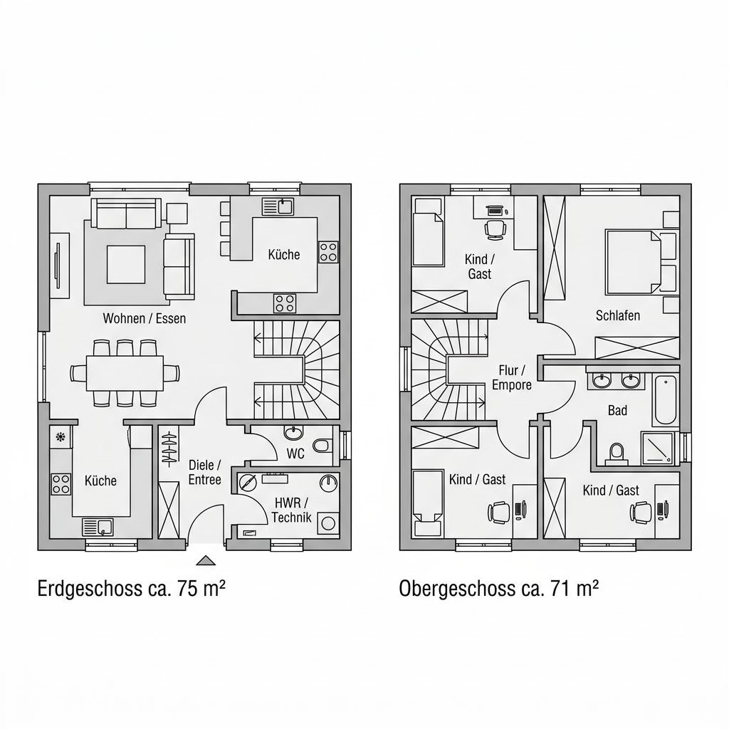 Grundriss Domus Fina 146 von LUXHAUS — 146 m², 4 Zimmer