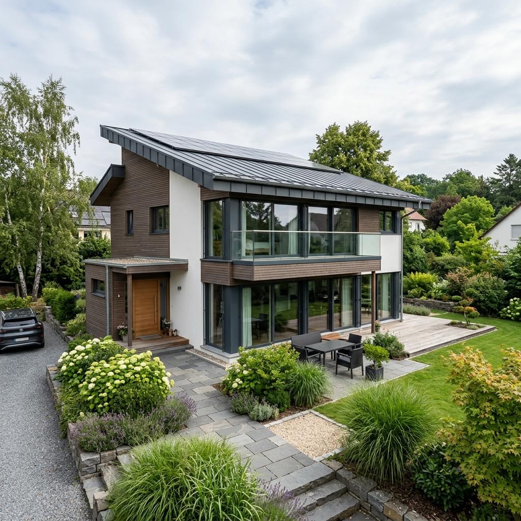 Pultdachhaus Pultdach Solar 176 von LUXHAUS mit diffusionsoffener Wand und Solardach