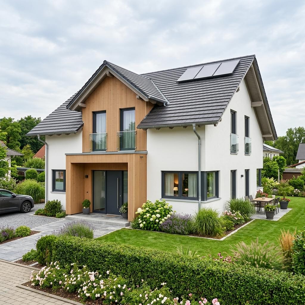 Luxusvilla & Designerhaus Satteldach Klassik 198 von LUXHAUS — diffusionsoffener Holzbau mit 198 m²