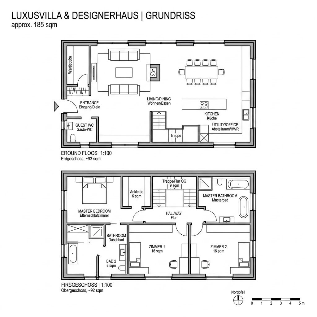 Grundriss Walmdach 185 von LUXHAUS — 185 m², 6 Zimmer