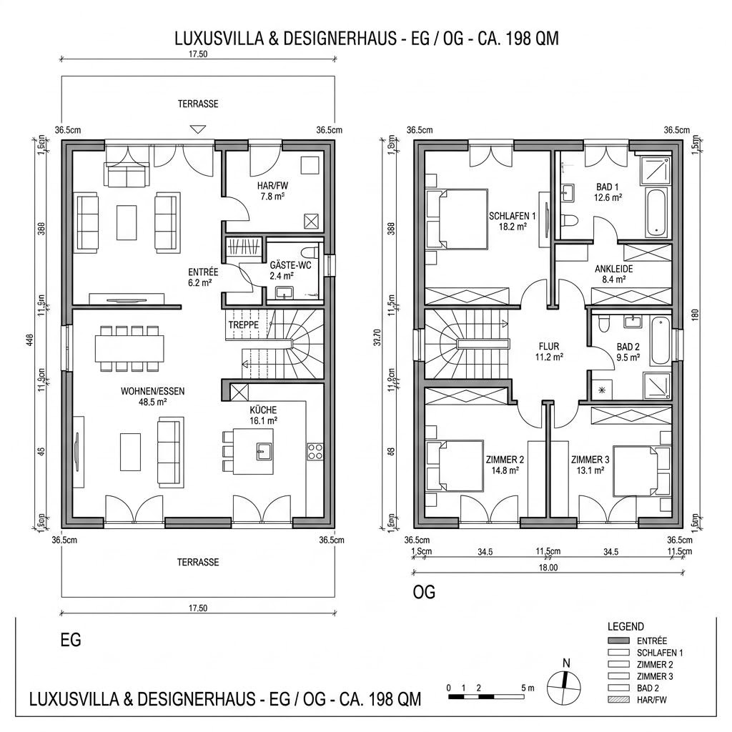 Grundriss City Villa 198 von ARGE-HAUS — 198 m², 6 Zimmer