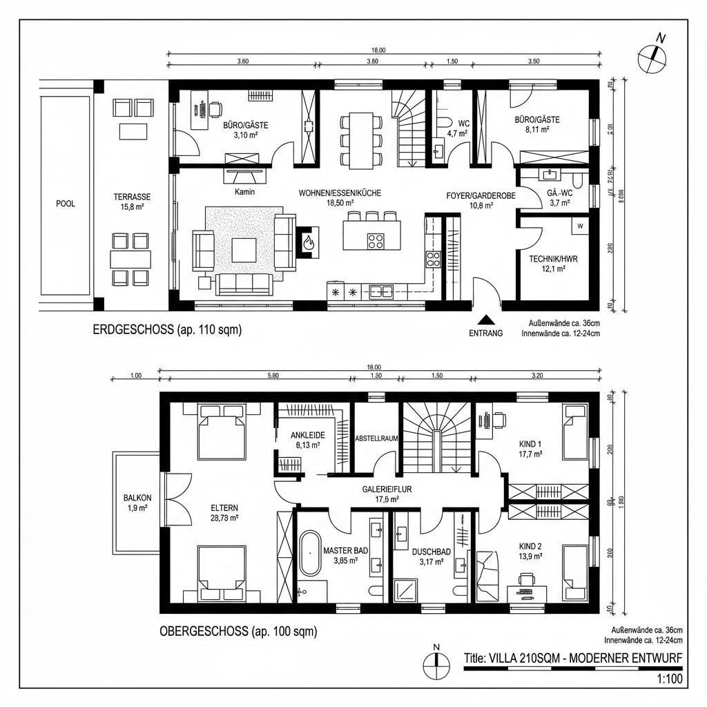 Grundriss City Villa 210 von ARGE-HAUS — 210 m², 6 Zimmer