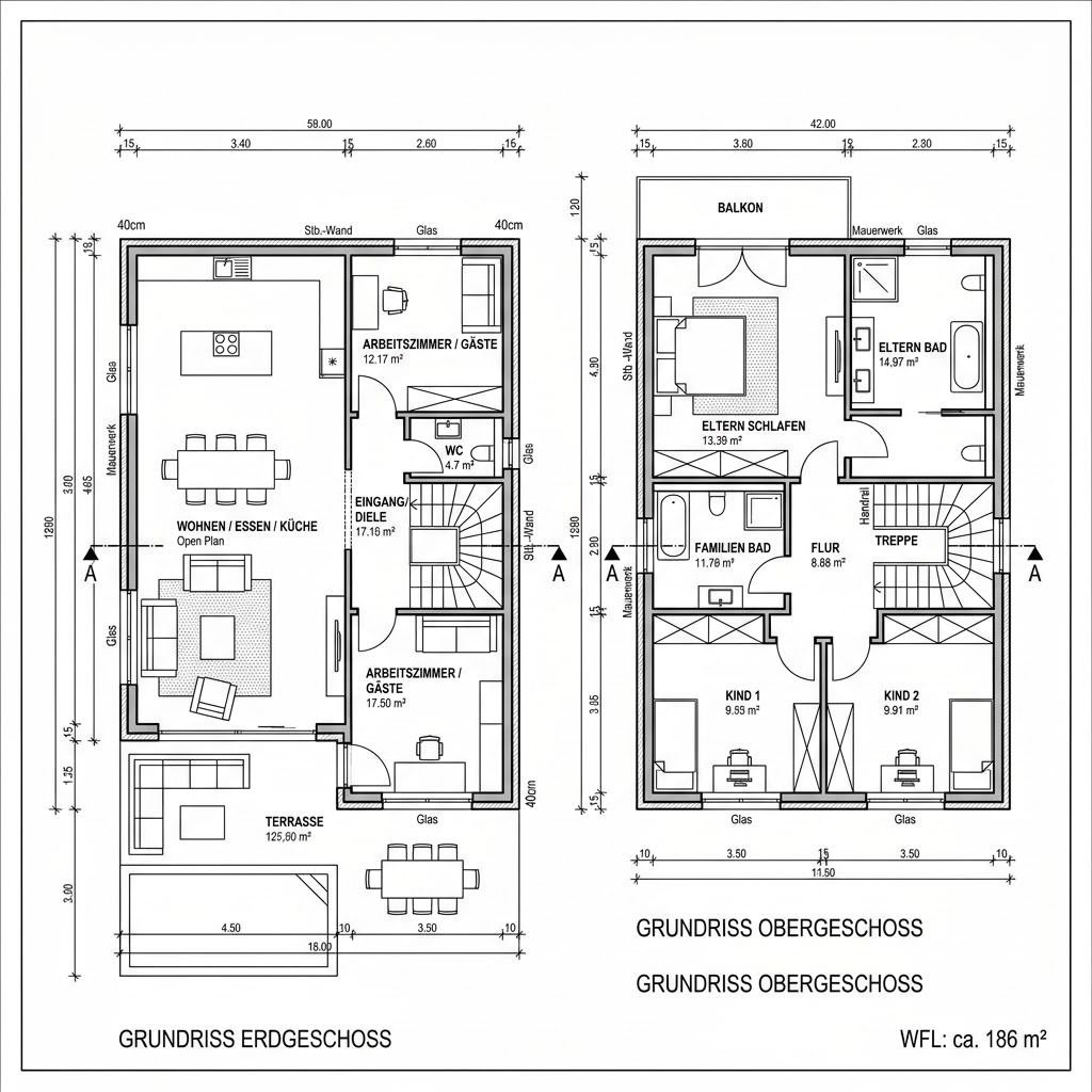 Grundriss Landhaus Villa 186 von ARGE-HAUS — 186 m², 6 Zimmer