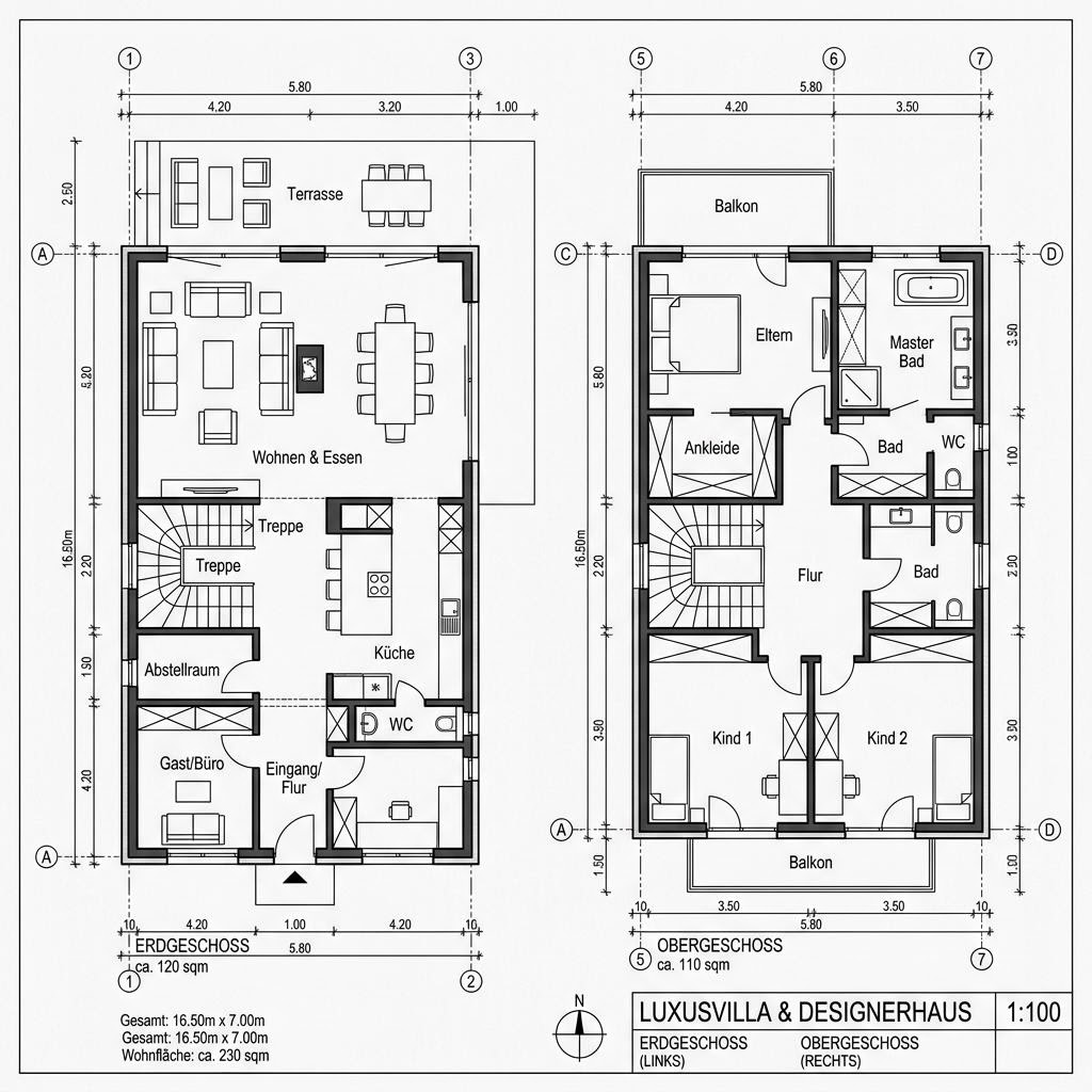 Grundriss Atelier Vetro 230 von DAVINCI HAUS — 230 m², 6 Zimmer