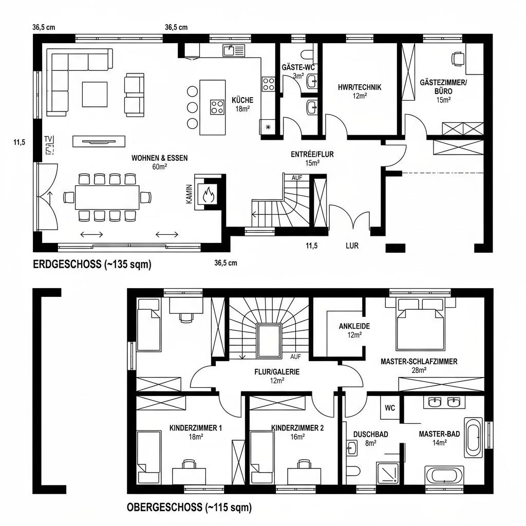 Grundriss Signature Aurum 250 von DAVINCI HAUS — 250 m², 6 Zimmer