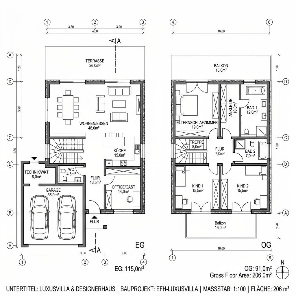 Grundriss Villa Panorama 206 von GRIFFNER — 206 m², 5 Zimmer