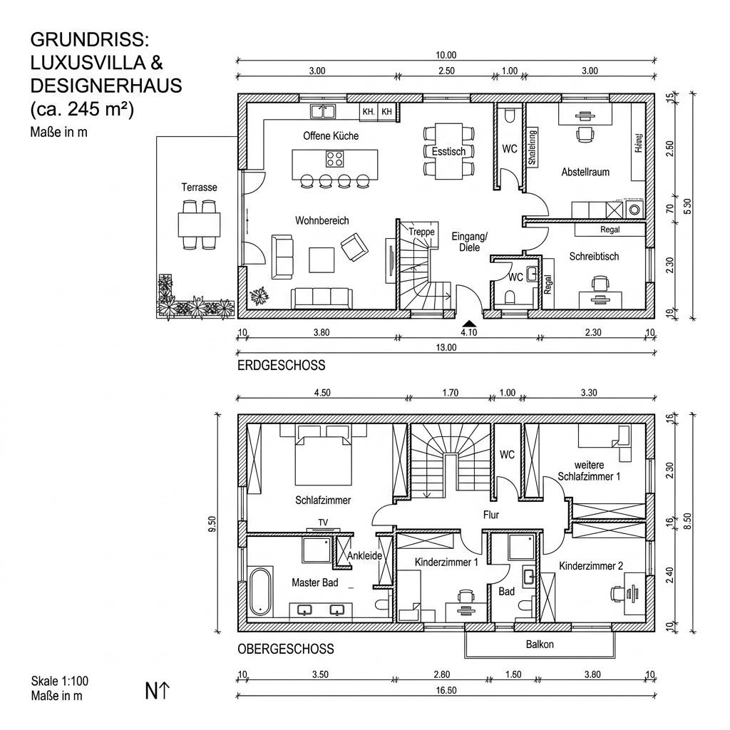 Grundriss ART 5 Beispiel 6 von HUF HAUS — 245 m², 6 Zimmer