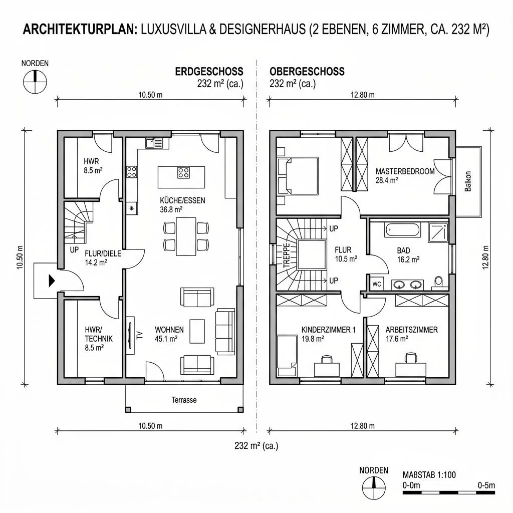 Grundriss Villa Nobile 232 von Meisterstück-HAUS — 232 m², 6 Zimmer