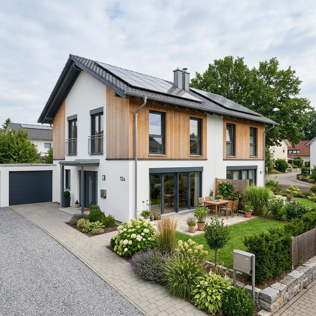 Doppelhaushälfte LifeStyle Duo 116 von massa haus — Satteldach, 116 m² für schmale Grundstücke