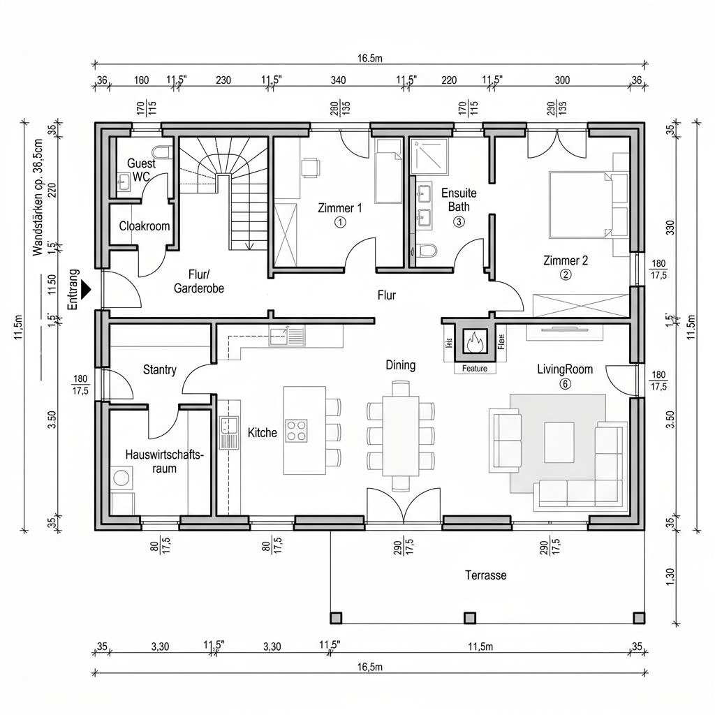 Grundriss LifeStyle 17.01 S – 179 m² Ausbauhaus mit 6 Zimmern