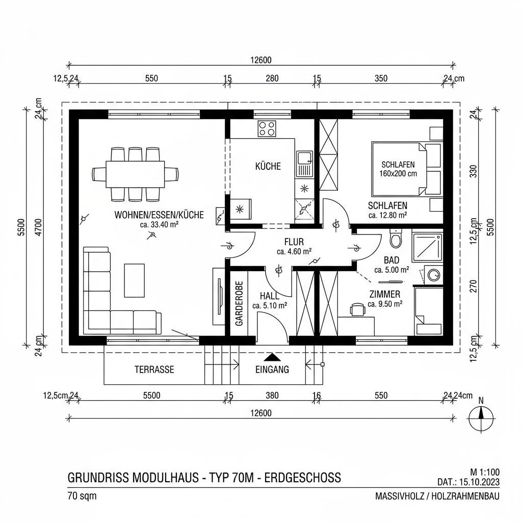 Grundriss Premium Plus von McCube — 70 m², 3 Zimmer