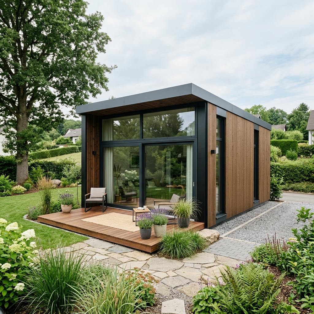 Tiny House Tiny Mobil 26 von McCube — mitnehmbares Holzriegel-Minihaus mit Flachdach und 26 m²