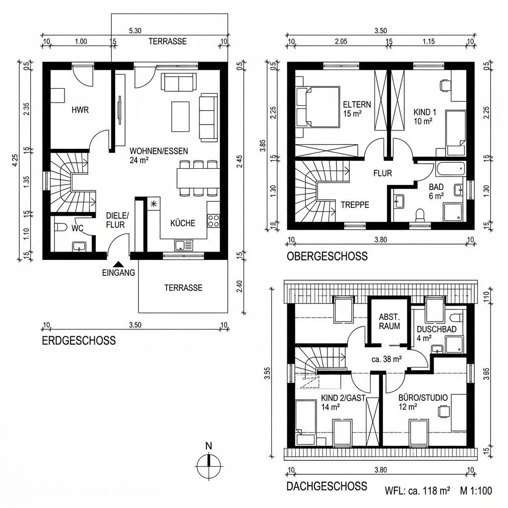 Grundriss Serie Flat 118 von GROPYUS — 118 m², 4 Zimmer