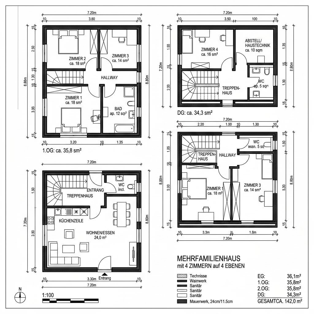 Grundriss Serie Flat 142 von GROPYUS — 142 m², 4 Zimmer