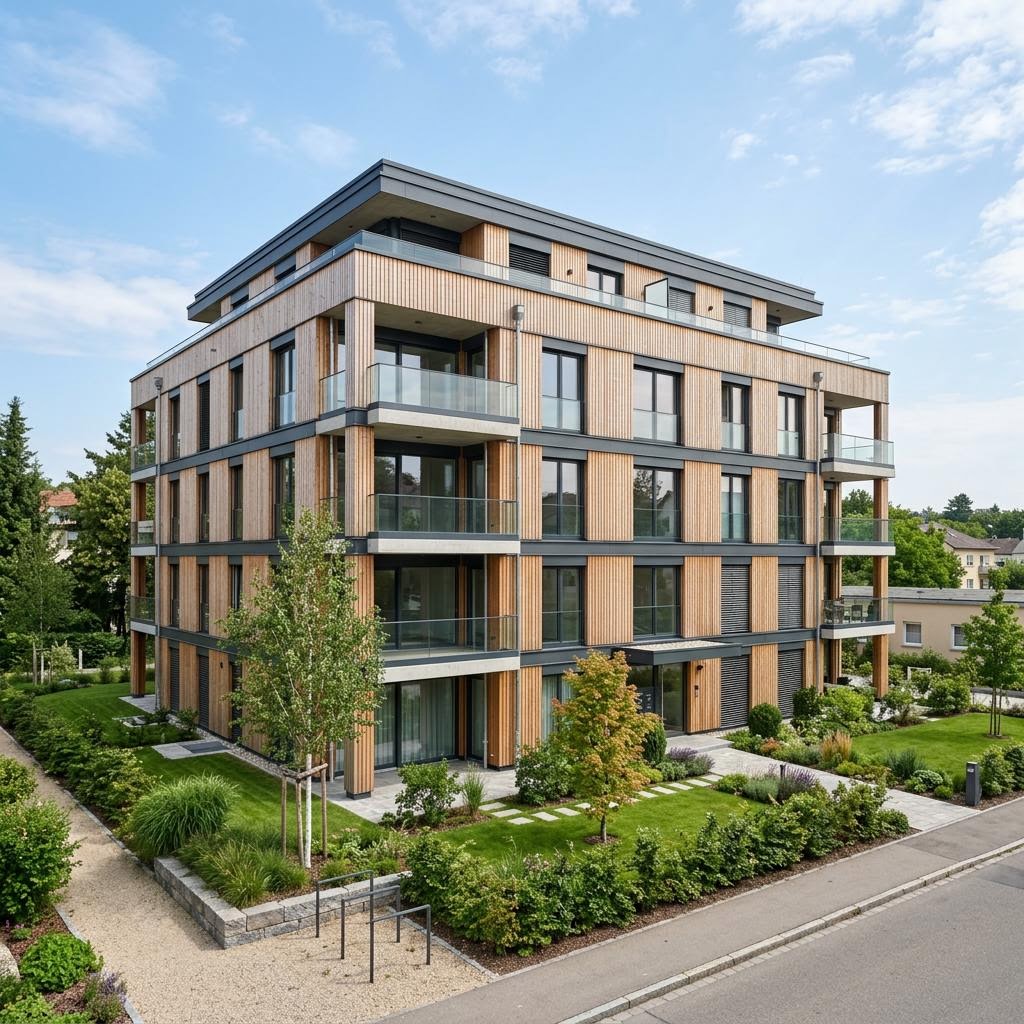 Mehrfamilienhaus Wohnbau Serie 24 Wohneinheiten von GROPYUS — Holztafelbau mit rund 1760 m²