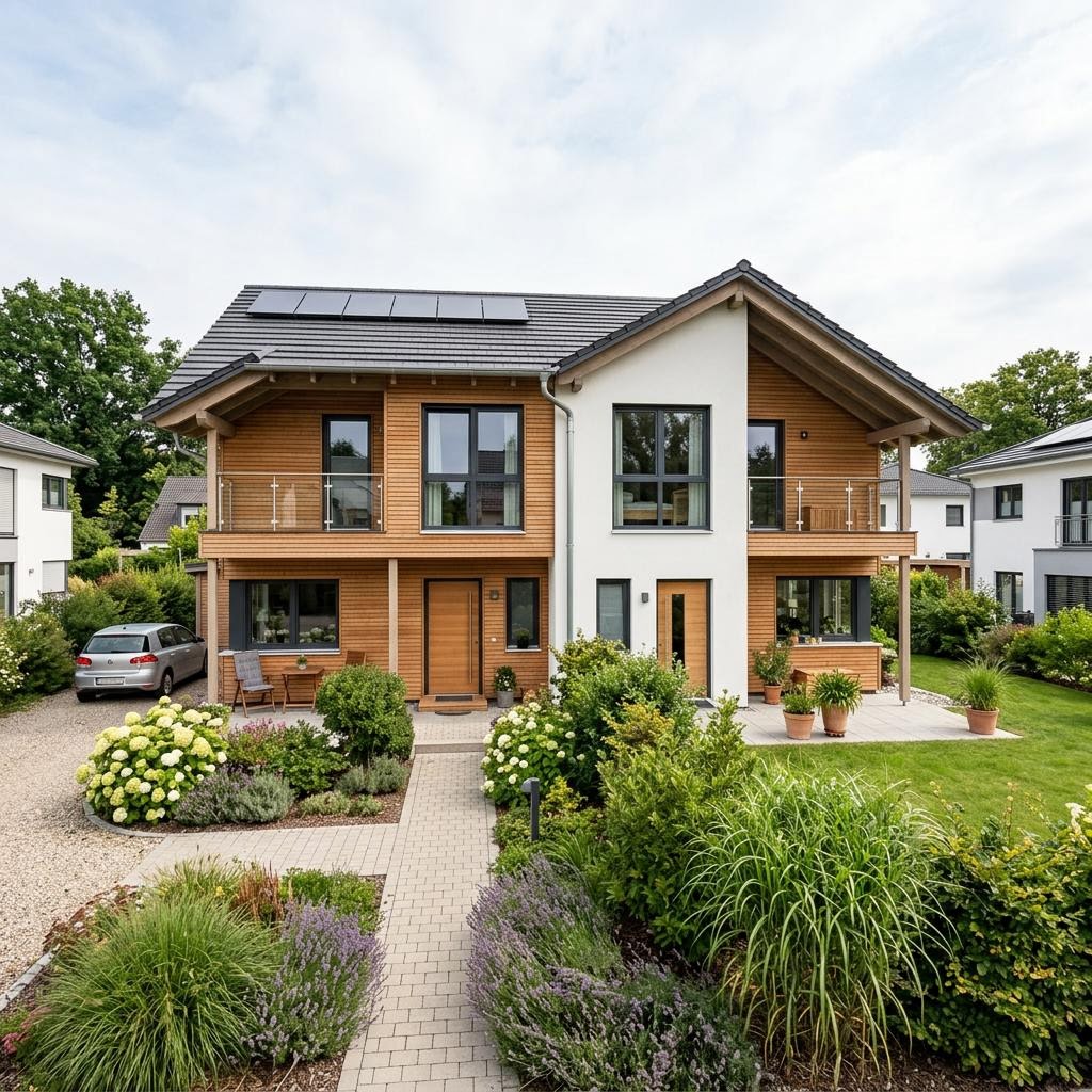 Zweifamilienhaus Zweifamilienhaus Duplex Öko 204 von Meisterstück-HAUS — Satteldach, 204 m²