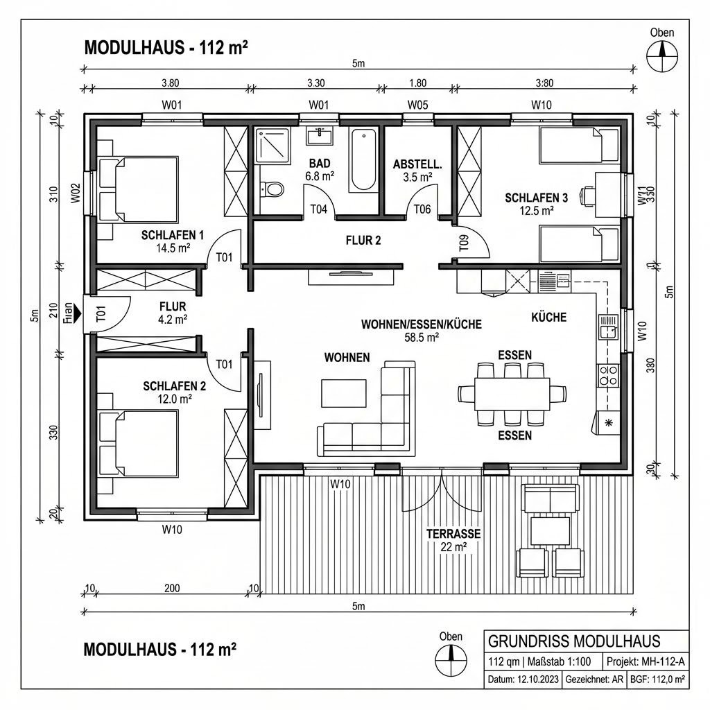 Grundriss COMMOD Modul Duo 112 von Commod-Haus — 112 m², 4 Zimmer