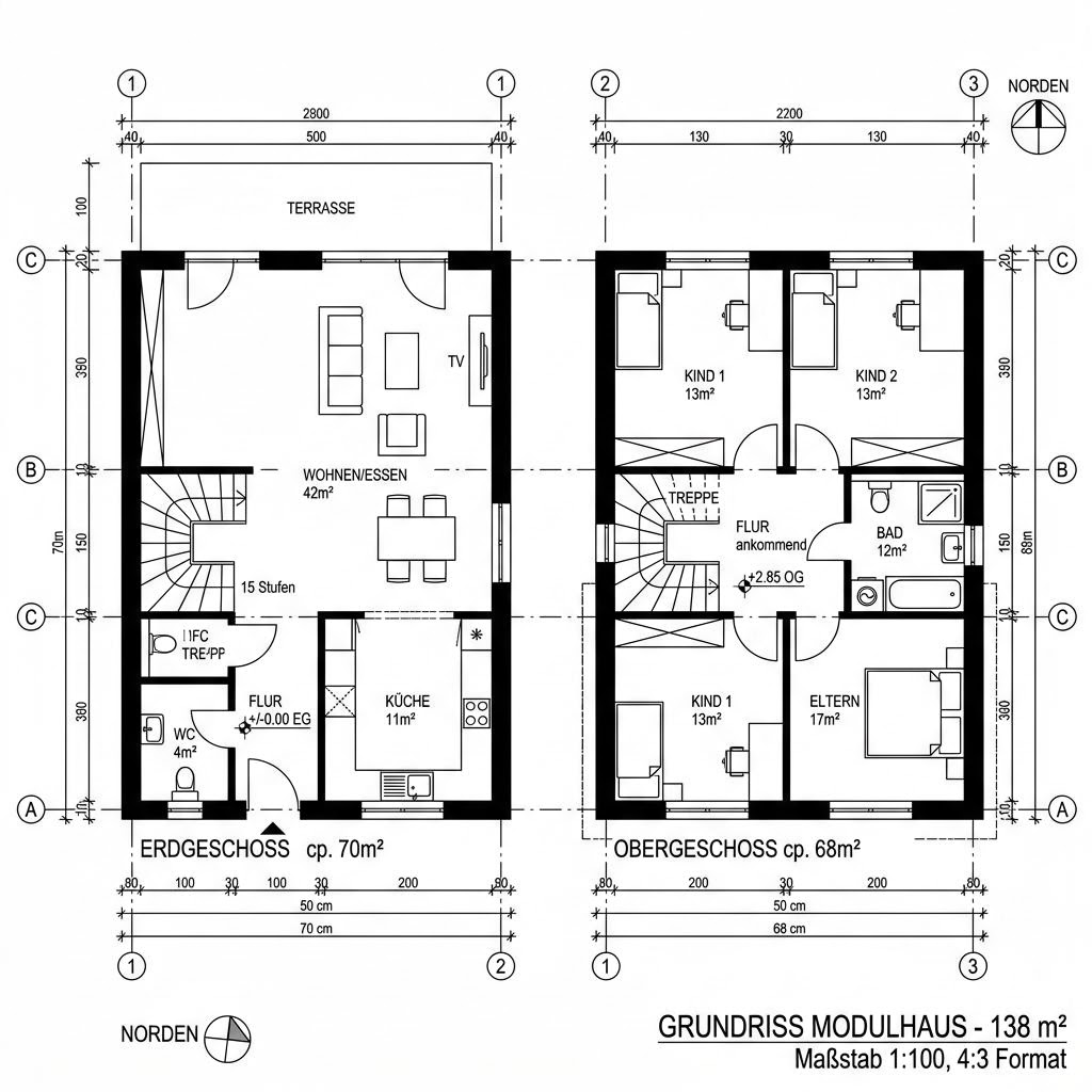 Grundriss COMMOD Modul Trio 138 von Commod-Haus — 138 m², 5 Zimmer