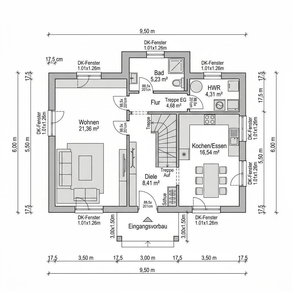 Grundriss Kapitänshaus Cuxhaven 112 – 112 m² Kapitänshaus mit 4 Zimmern
