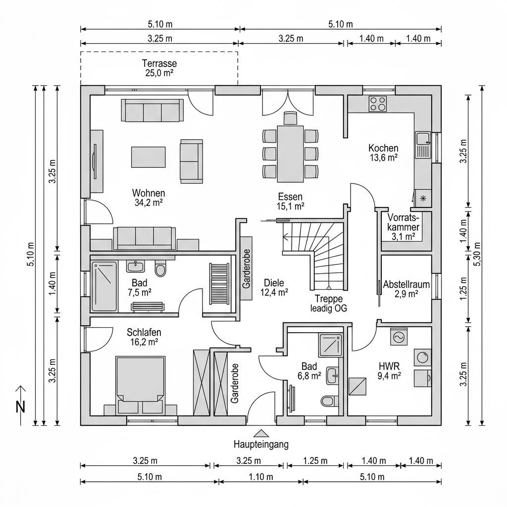 Grundriss Family Plus 230 – 230 m² Mehrgenerationenhaus mit 8 Zimmern