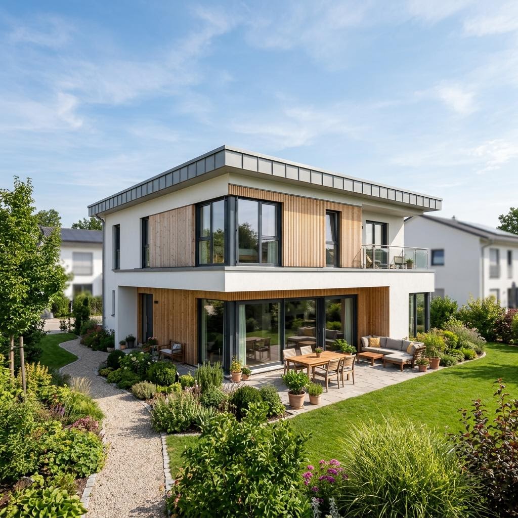 Kubushaus Cube 172 von Regnauer Hausbau mit Flachdach — kubisches Fertighaus im Bauhausstil mit 172 m²