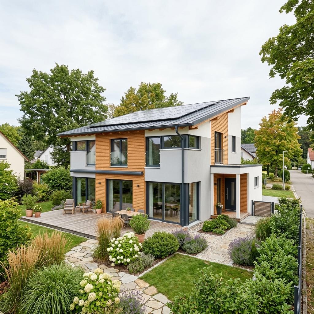 Pultdachhaus PultHolz 158 von Regnauer mit Holzbauweise und Solardach