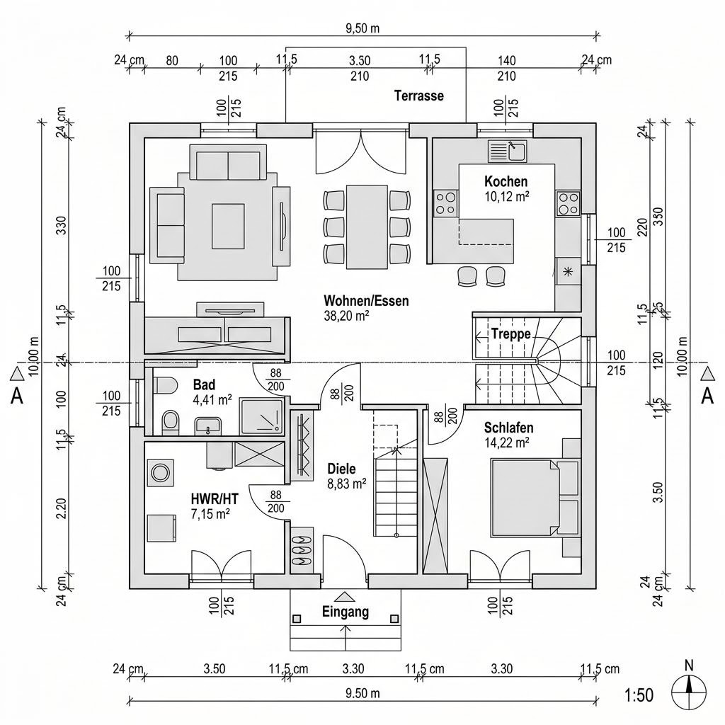 Grundriss Ausbauhaus Life 142 von RENSCH-HAUS — 142 m², 5 Zimmer
