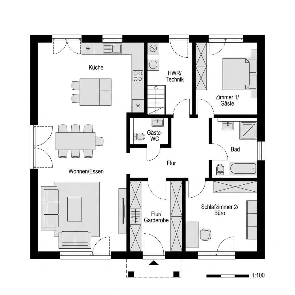 Grundriss Clou 123.1 – 126 m² Einfamilienhaus mit 4 Zimmern
