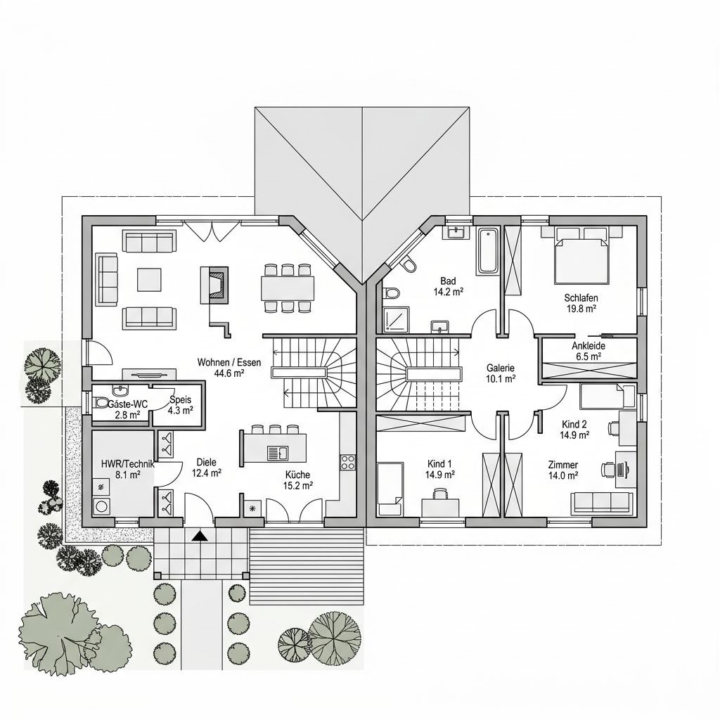 Grundriss Residenz Belveder 182 – 182 m² Stadtvilla mit 6 Zimmern
