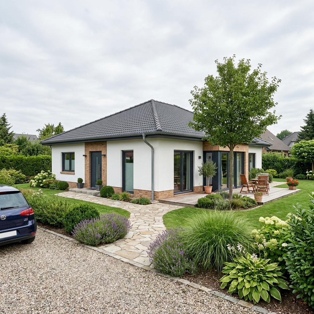 Bungalow Ziegelmassiv-Bungalow 116 von Rötzer Ziegel-Element-Haus mit Walmdach — massiver Bungalow mit 116 m²