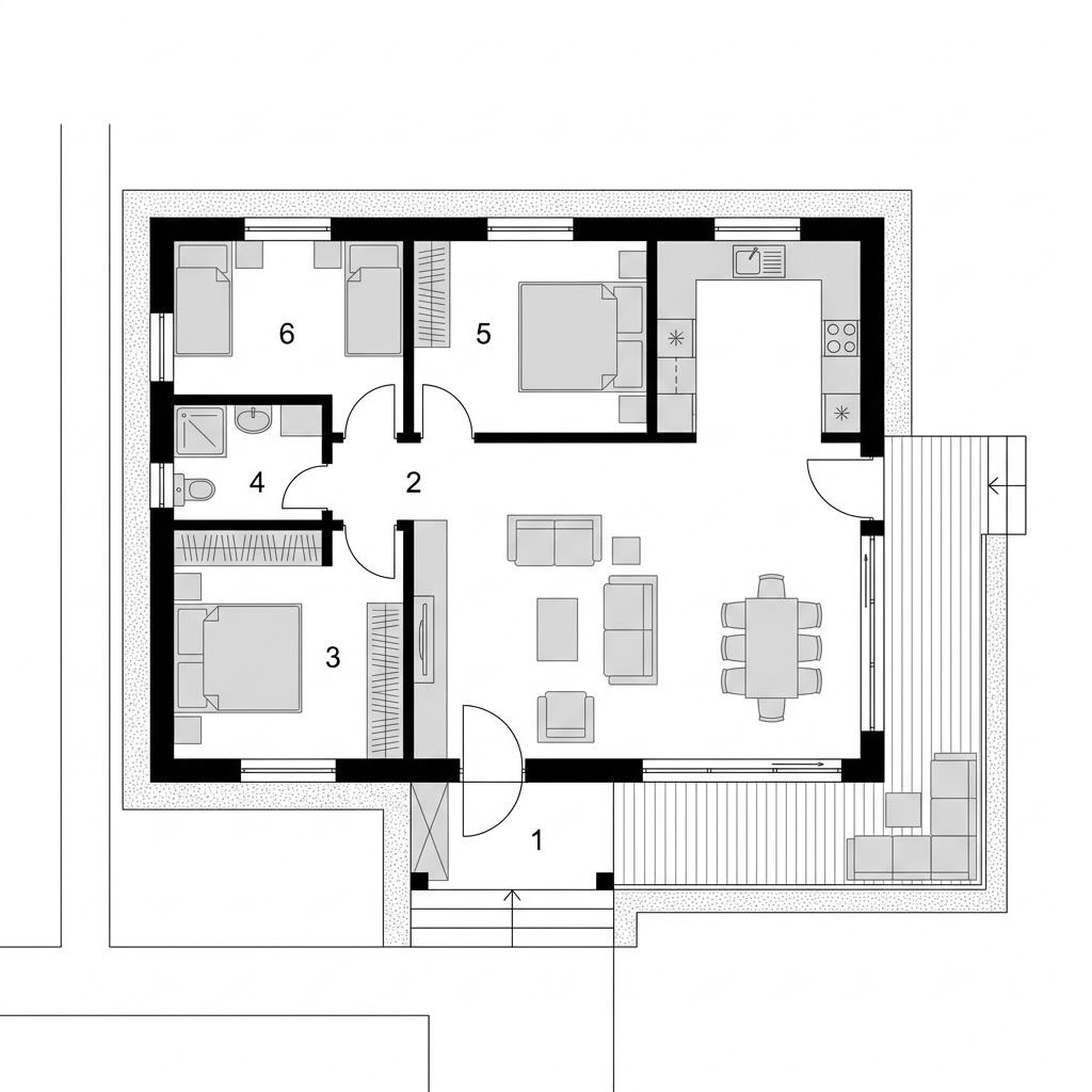 Grundriss Chalet Rosengarten – 88 m² Chalet mit 3 Zimmern