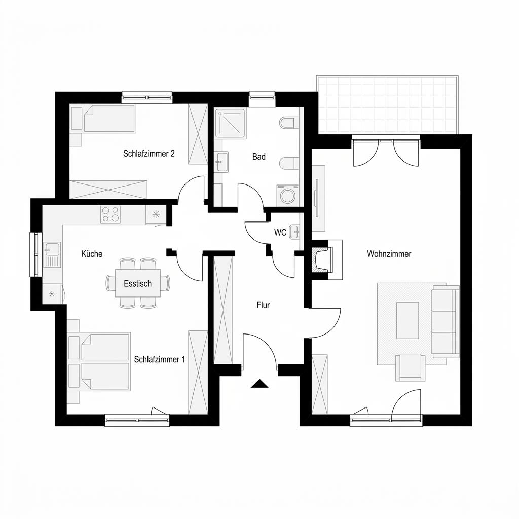 Grundriss Salzwiese 94 – 94 m² Friesenhaus mit 3 Zimmern