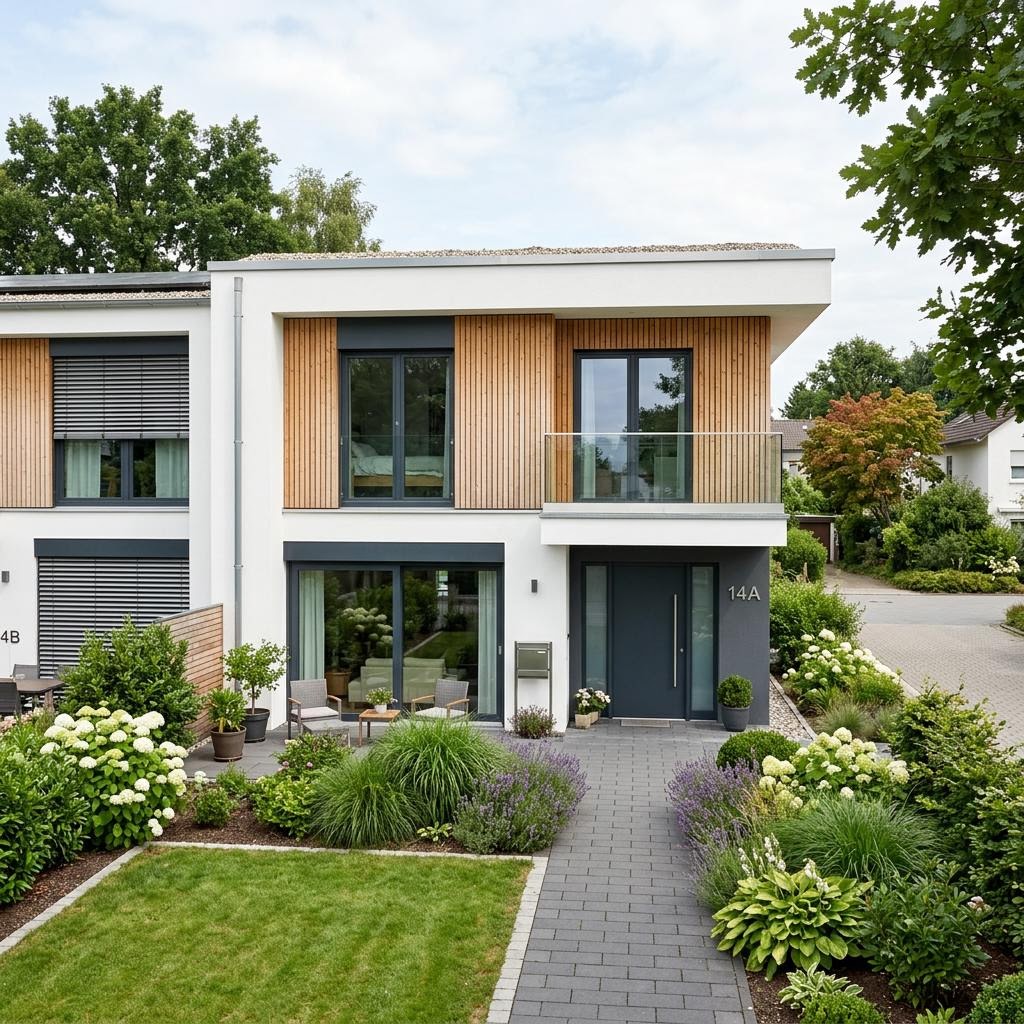 Doppelhaushälfte Twin SH 118 Flach von ScanHaus Marlow — Flachdach, 118 m² für schmale Grundstücke