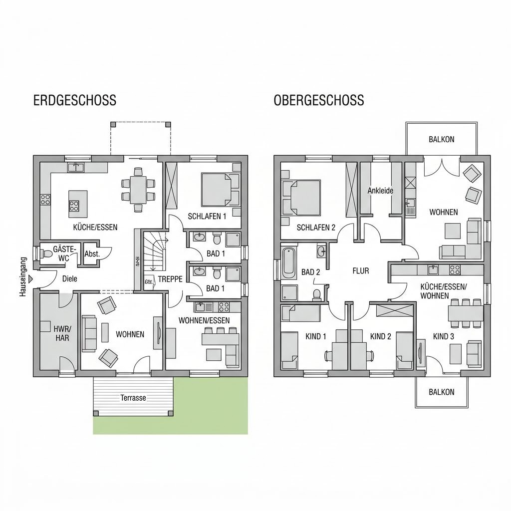 Grundriss Mehrgenerationenhaus Solitaire Generation 228 – 228 m² Mehrgenerationenhaus mit 8 Zimmern