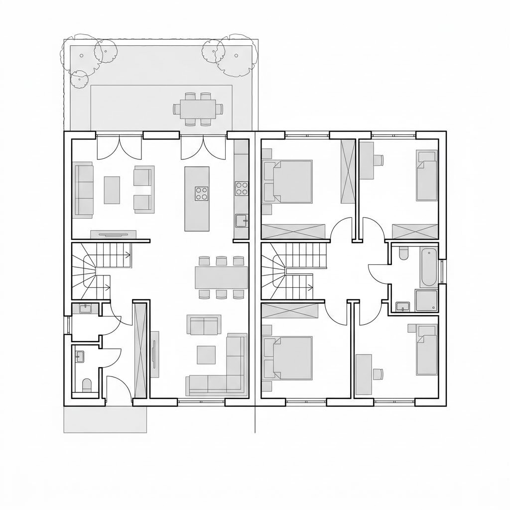 Grundriss Reihenendhaus Fokus R146 – 146 m² Reihenhaus mit 5 Zimmern