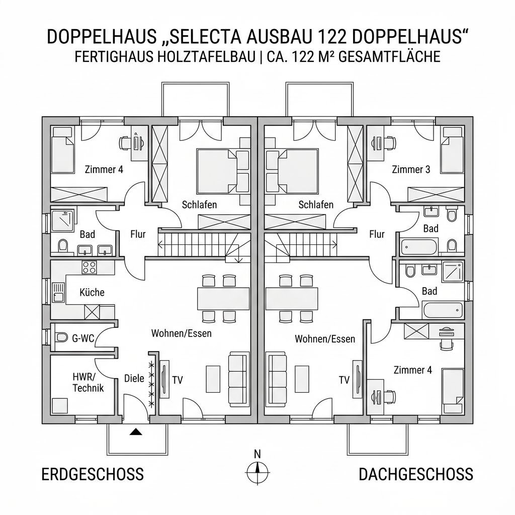 Grundriss Selecta Ausbau 122 Doppelhaus von Schwabenhaus — 122 m², 5 Zimmer