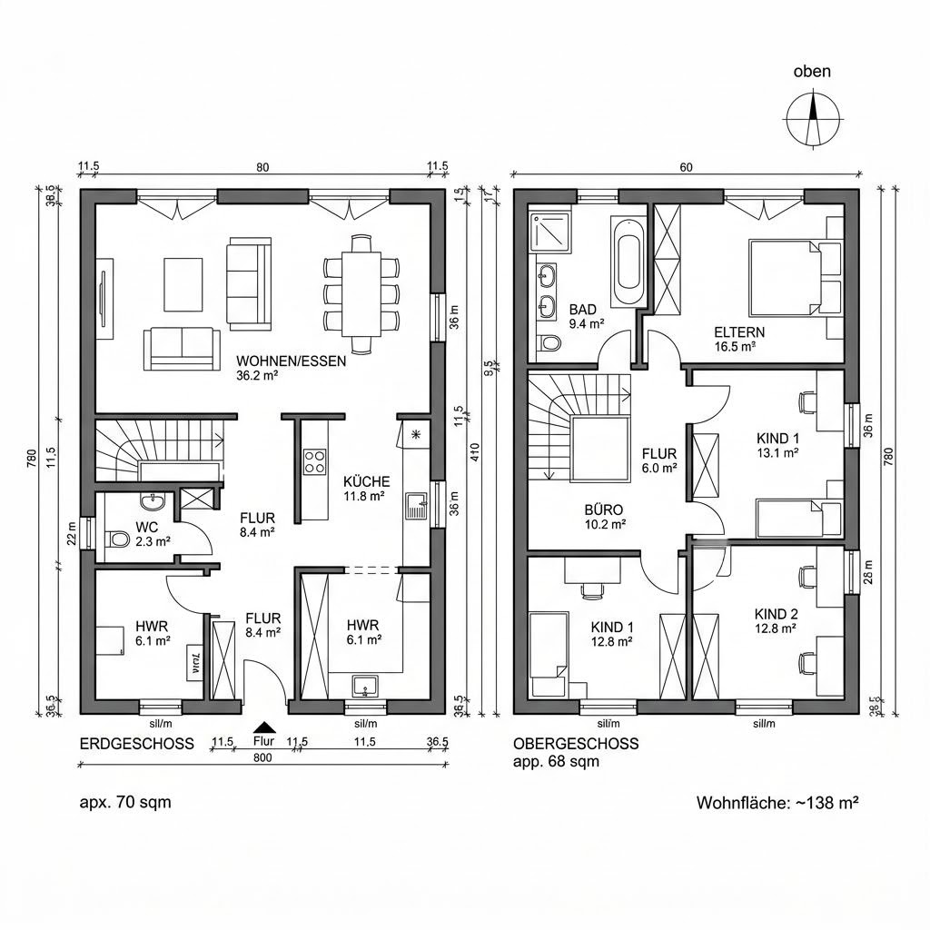 Grundriss Selection-E 138 E1 von Schwabenhaus — 138 m², 5 Zimmer
