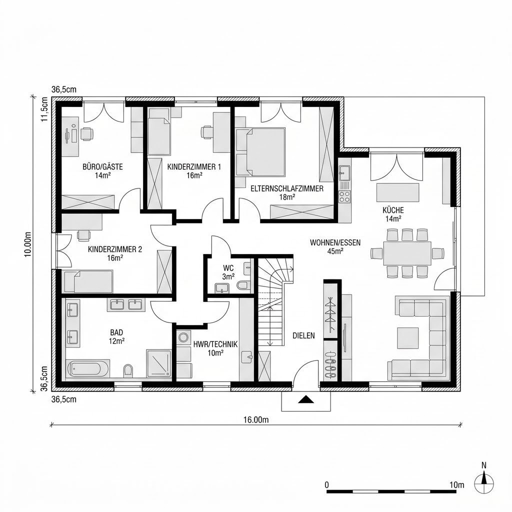 Grundriss Selection-E-160 E1 – 160 m² Ausbauhaus mit 6 Zimmern