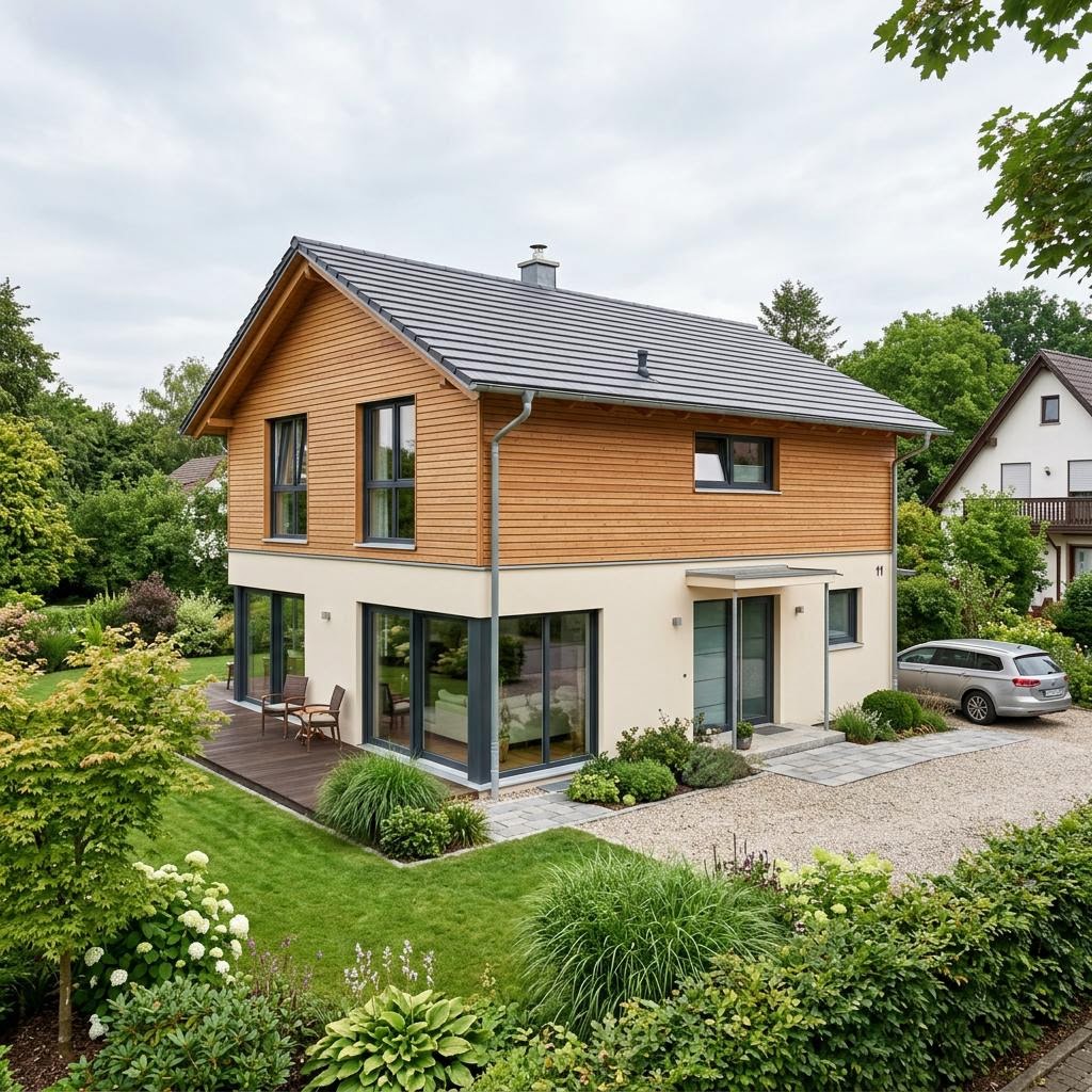 Einfamilienhaus Solitaire B-149 von Schwabenhaus als Fertighaus mit Satteldach