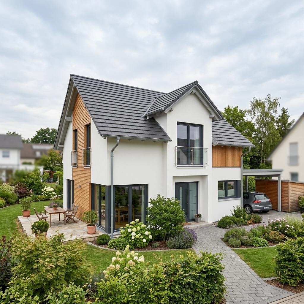 Einfamilienhaus Solitaire E-128 von Schwabenhaus als Fertighaus mit Satteldach