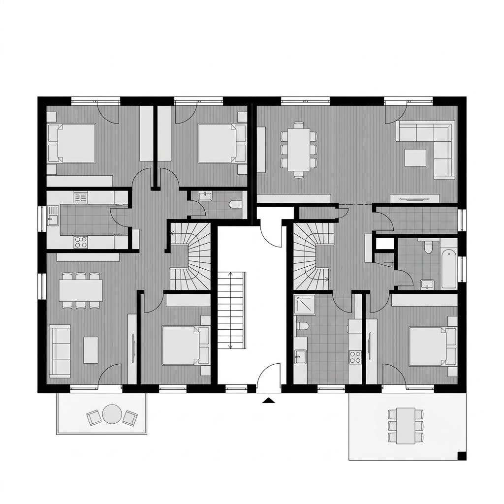 Grundriss Zweifamilienhaus Solitaire 195 – 195 m² Zweifamilienhaus mit 7 Zimmern
