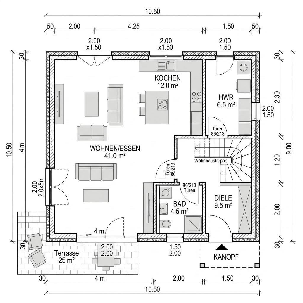 Grundriss Kubushaus Flair 160 von SchwörerHaus — 160 m², 5 Zimmer